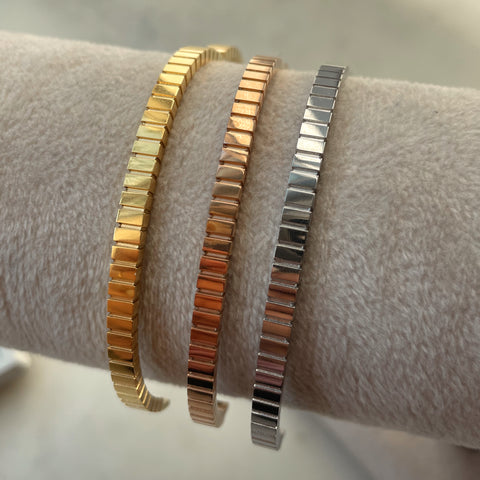 BERLIN | Tarnish Free | Gold/Silver/Rose-Gold Ridged | Bangle