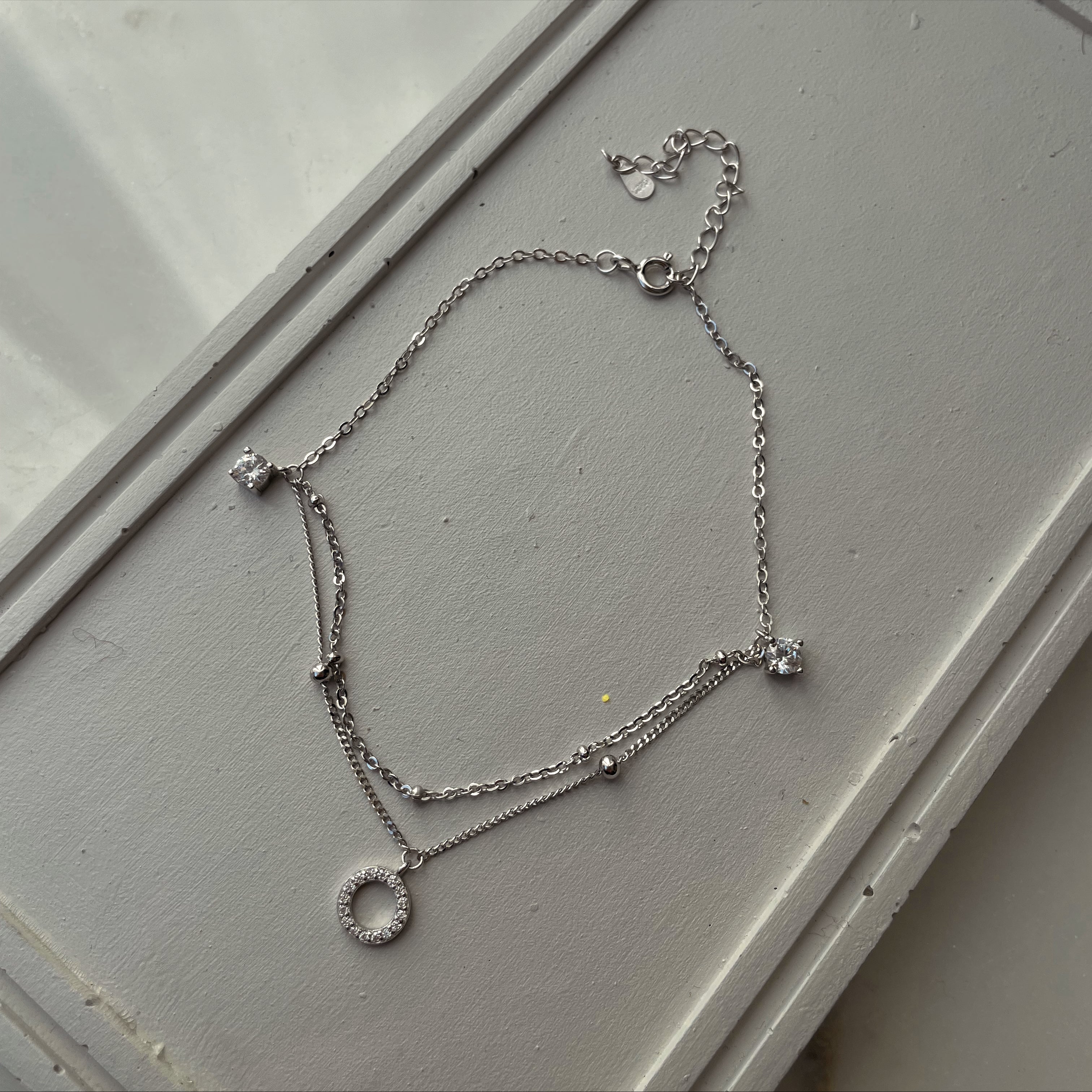 ANJUM | S925 Sterling Silver and 18ct Gold/Platinum Plated | Cubic Zirconia | Anklet