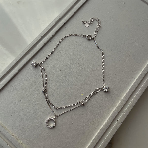ANJUM | S925 Sterling Silver and 18ct Gold/Platinum Plated | Cubic Zirconia | Anklet