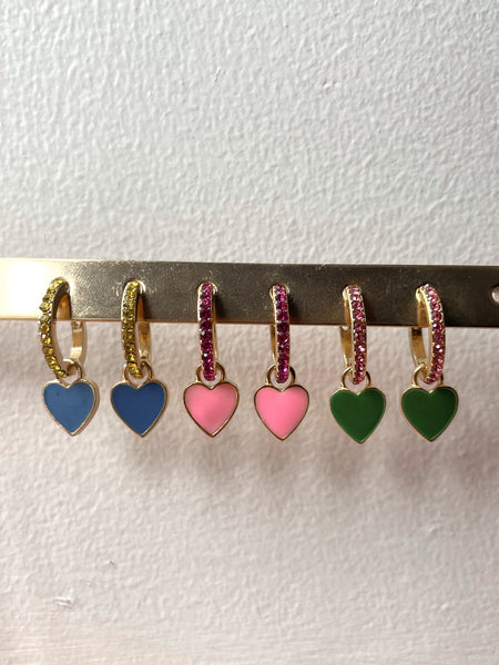 AQUA | Blue/Green/Pink Gold Encrusted Heart | Earring
