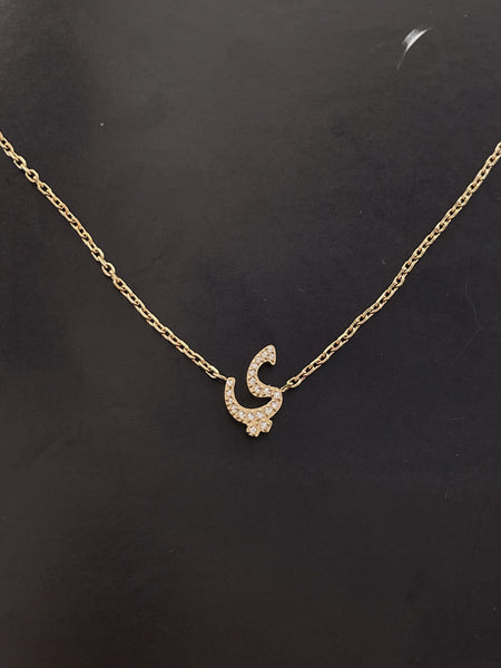DAZZLING ARABIC INITIAL NECKLACE I Kids/Adults | Tarnish Free | Stainless Steel I 18ct gold plated Cubic Zirconia I Gold/Silver