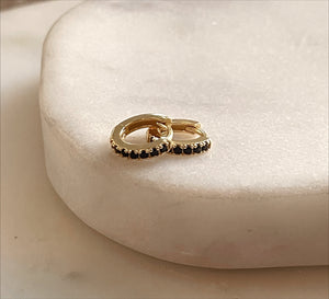 MULTICOLOR/BLACK HUGGIES | 7mm Huggies| S925 Sterling Silver I 18ct Gold Plated I Cubic Zirconia