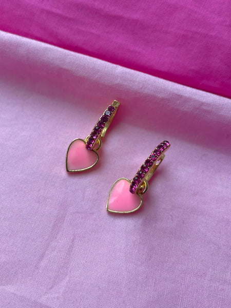 AQUA | Blue/Green/Pink Gold Encrusted Heart | Earring