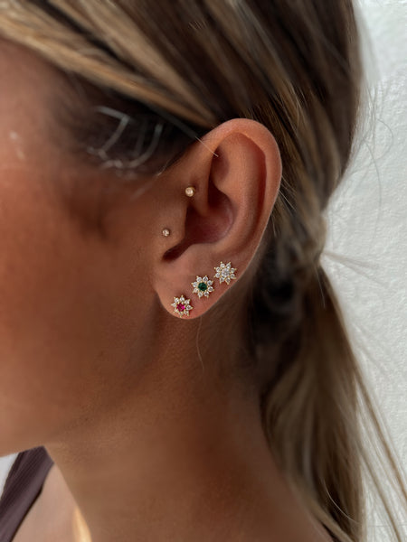 EMILIA | S925 Sterling Silver 18ct Gold Plated I Cubic Zirconia | Flower Stud Earring