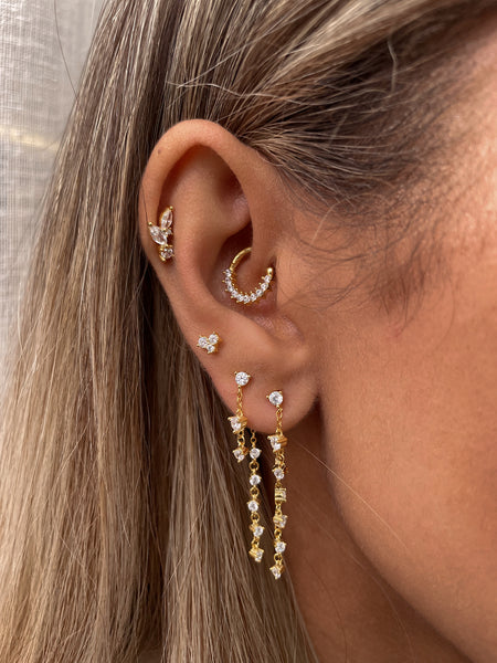 DAITH EARRINGS I S925 Sterling Silver | 18ct Gold/Platinun Plated | Cubic Zirconia | Single Piece