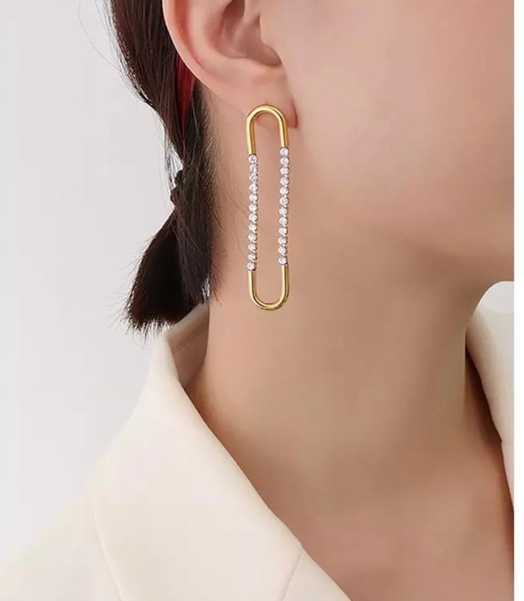 SKYE | Tarnish Free | Encrusted Dangling Cubic Zirconia Earrings | Gold