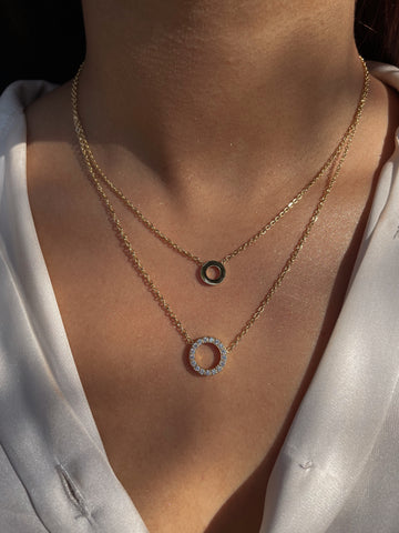 DANYALA | Tarnish Free | Gold Double Layer Circular Necklace | AAA Grade Cubic Zirconia