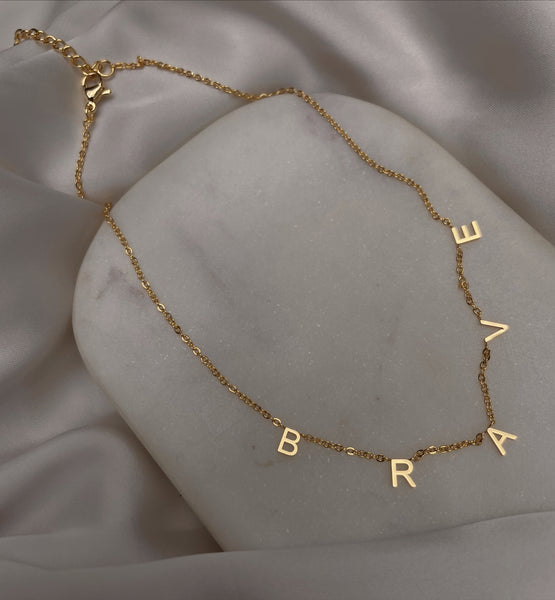 KIDS SPACED OUT WORD NECKLACES | Love/Brave/XOXO/Strong/Angel | Tarnish Free | 18ct Gold Plated and Stainless Steel |