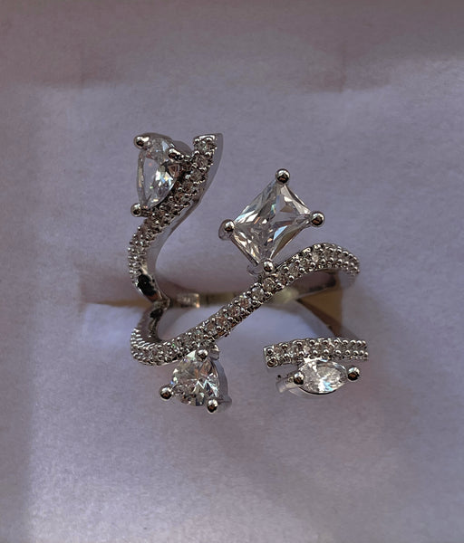 QUINN I Luxury Silver Wrap Ring | AAA Grade Cubic Zirconia I