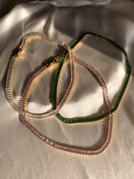 Billionaire | Baguette Style Tennis Necklace | Tarnish-Free (2 Colours)