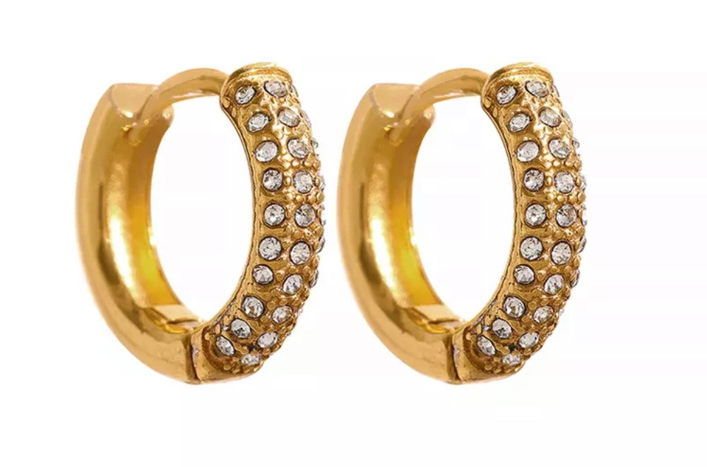 RAKHI | Tarnish-Free | Gold Cubic Zirconia Encrusted Emerald/Clear | Huggies