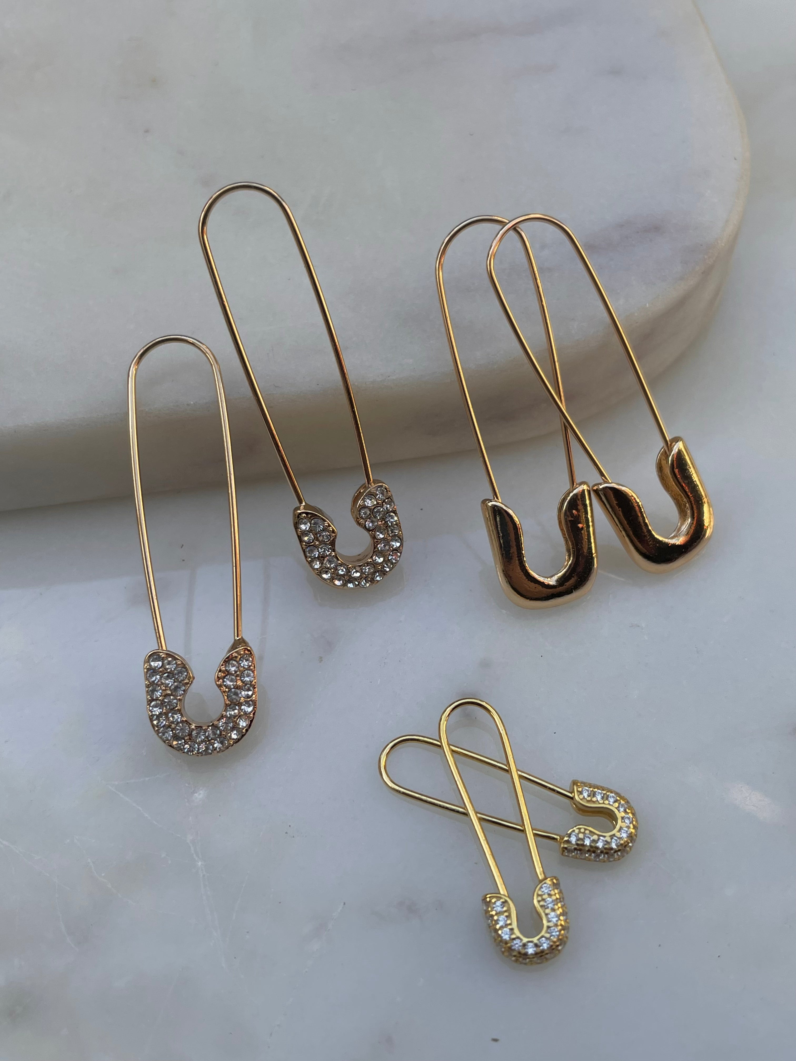 DIXIE | Jewel Encrusted Safety Pin Earrings