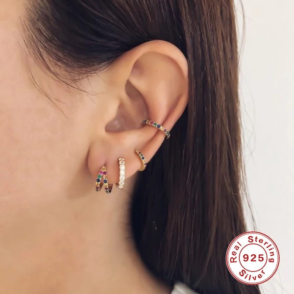 PHUKET | Pavé Huggies| S925 Sterling Silver 18ct gold plated Clear Cubic Zirconia