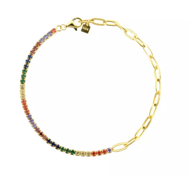 PARADISE BRACELET | Tarnish Free | S925 Sterling Silver |  Clear/MultiColored/Emerald