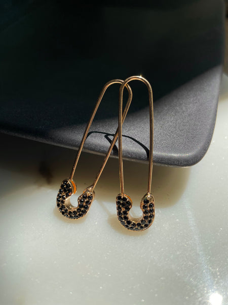 DIXIE | Jewel Encrusted Safety Pin Earrings