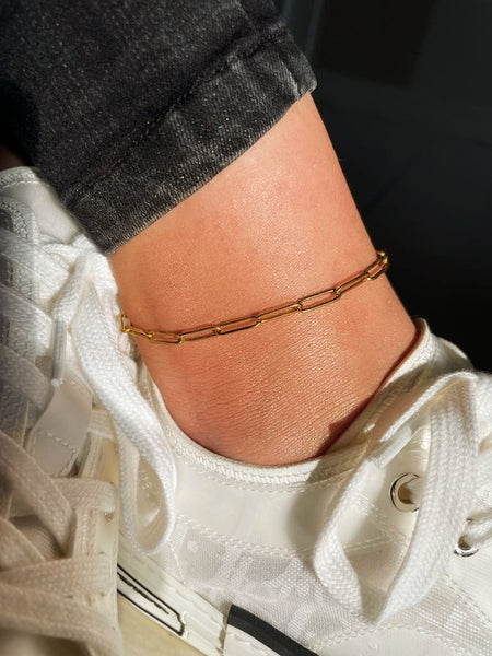MINIMAL LOVER | Tarnish-Free | 18k PVD Plated Paper Clip Anklet | Stainless Steel | Gold/Silver
