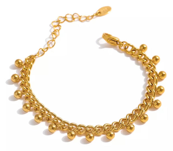 SHAISTA | Tarnish Free | Gold Chunky Link Ball Charm | Bracelet