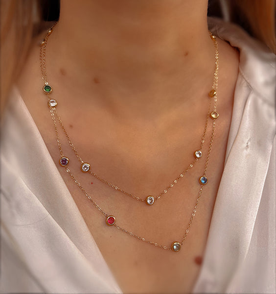 ASHANTI | Tarnish-Free | Gold Cubic Zirconia Multi-Coloured Drop | Necklace/Bracelet