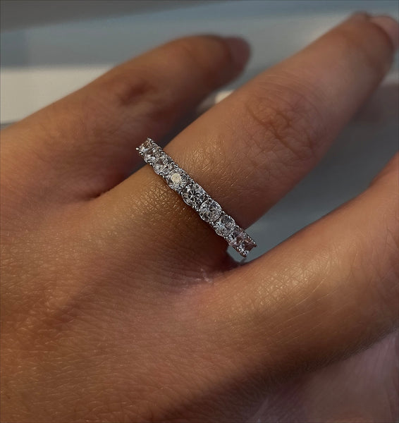 TRUELOVE I Eternity Band I S925 Sterling Silver I Platinum Plated I Cubic Zirconia (3 widths)