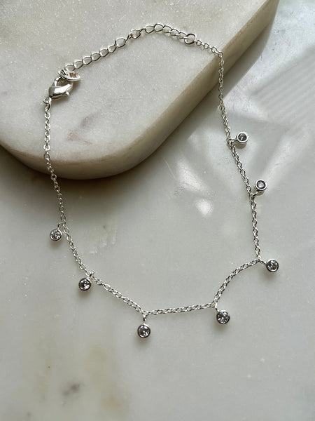 MOONDROPS | 18k Gold/Silver Plated | Cubic Zirconia Anklet