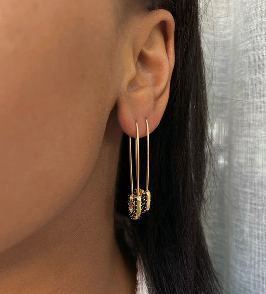 DIXIE | Jewel Encrusted Safety Pin Earrings