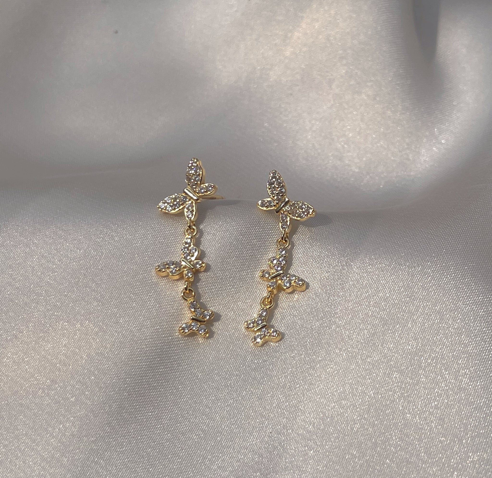 OLYMPIA | S925 Sterling Silver I 18k Gold/Platinum Plated I Cubic Zirconia Butterfly Earrings