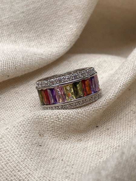 ZIYANDA | Silver and Multi-Colored Cubic Zirconia | Ring