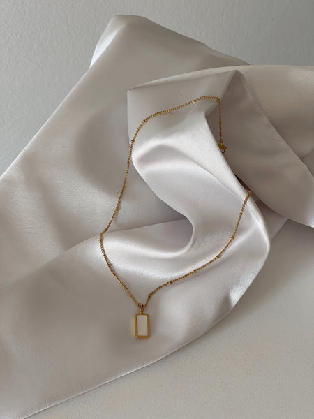 SOFIA | ZSxRizDhoda | Tarnish Free | Pearl Rectangular Pendant Necklace
