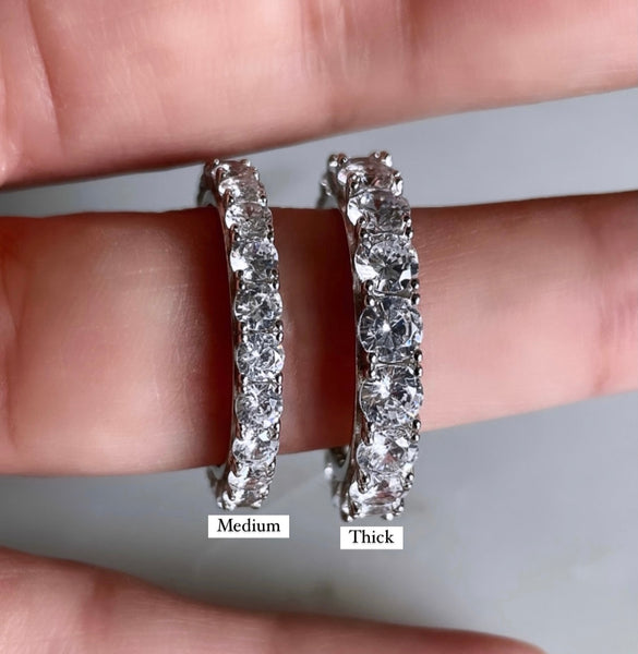 TRUELOVE I Eternity Band I S925 Sterling Silver I Platinum Plated I Cubic Zirconia (3 widths)