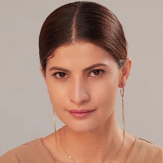 NY EVE | Tarnish-Free | Gold Cubic Zirconia Hoop and Dangle | Earring