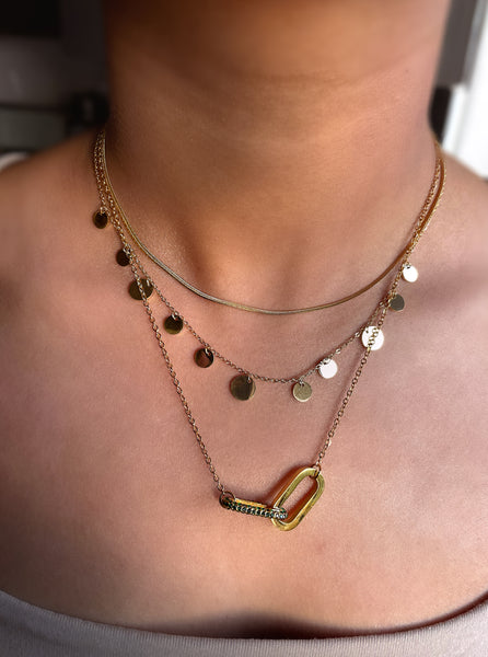 VIVA | Tarnish-Free | Gold Cubic Zirconia Emerald/Clear Linked  | Necklace