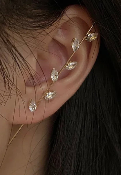 Noya single diamante needle ear cuff (2 styles)
