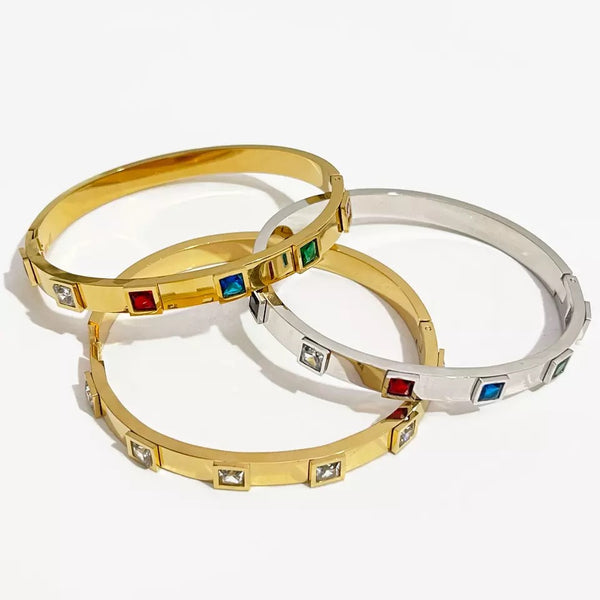 EUROPA | Tarnish-Free | Multicoloured/Clear Cubic Zirconia | Cuff (1 piece)