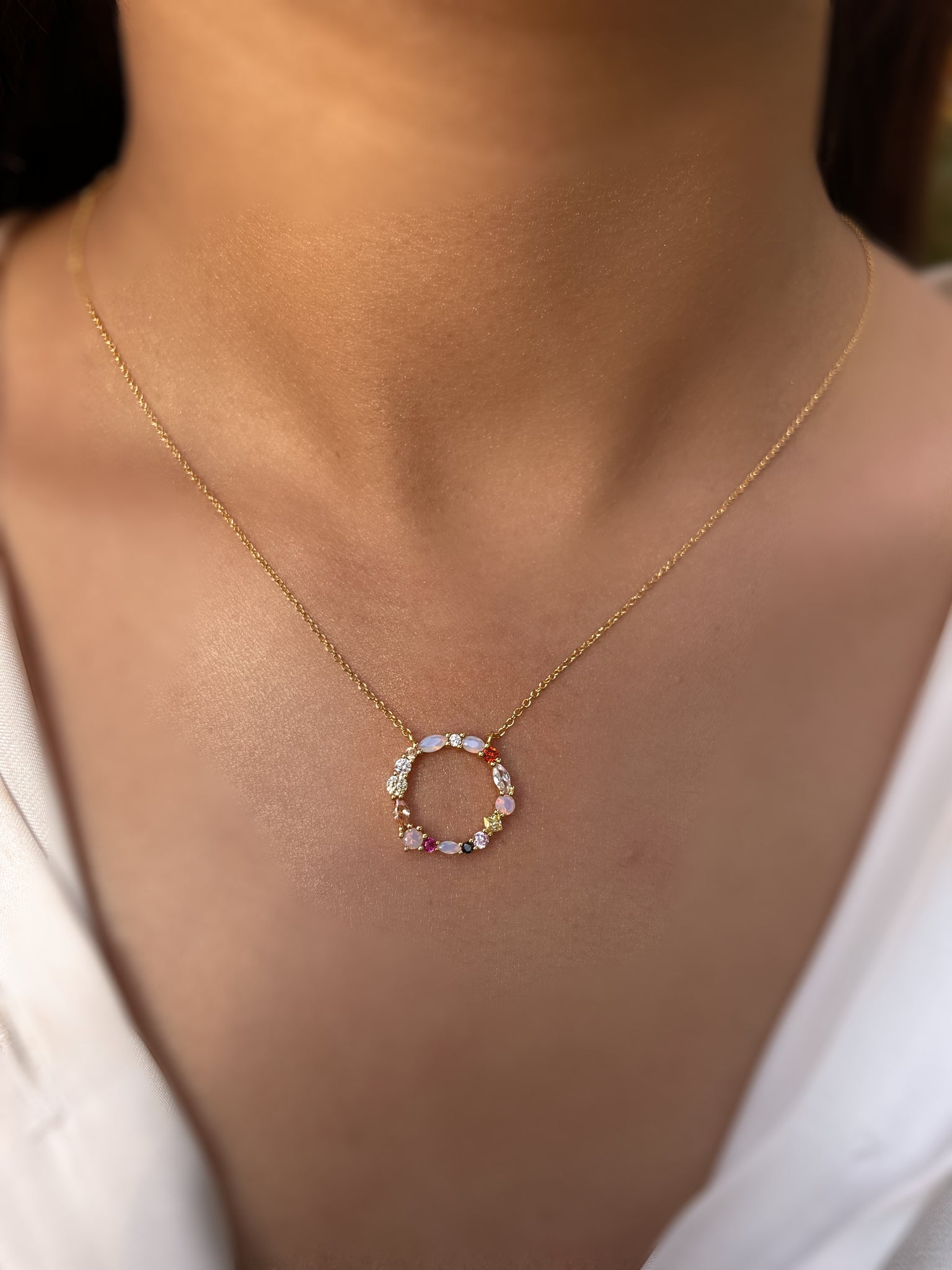 ANASTASIA | S925 Sterling Silver | 18ct Gold Plated | Multicolored Circular Necklace/Bracelet/Earrings