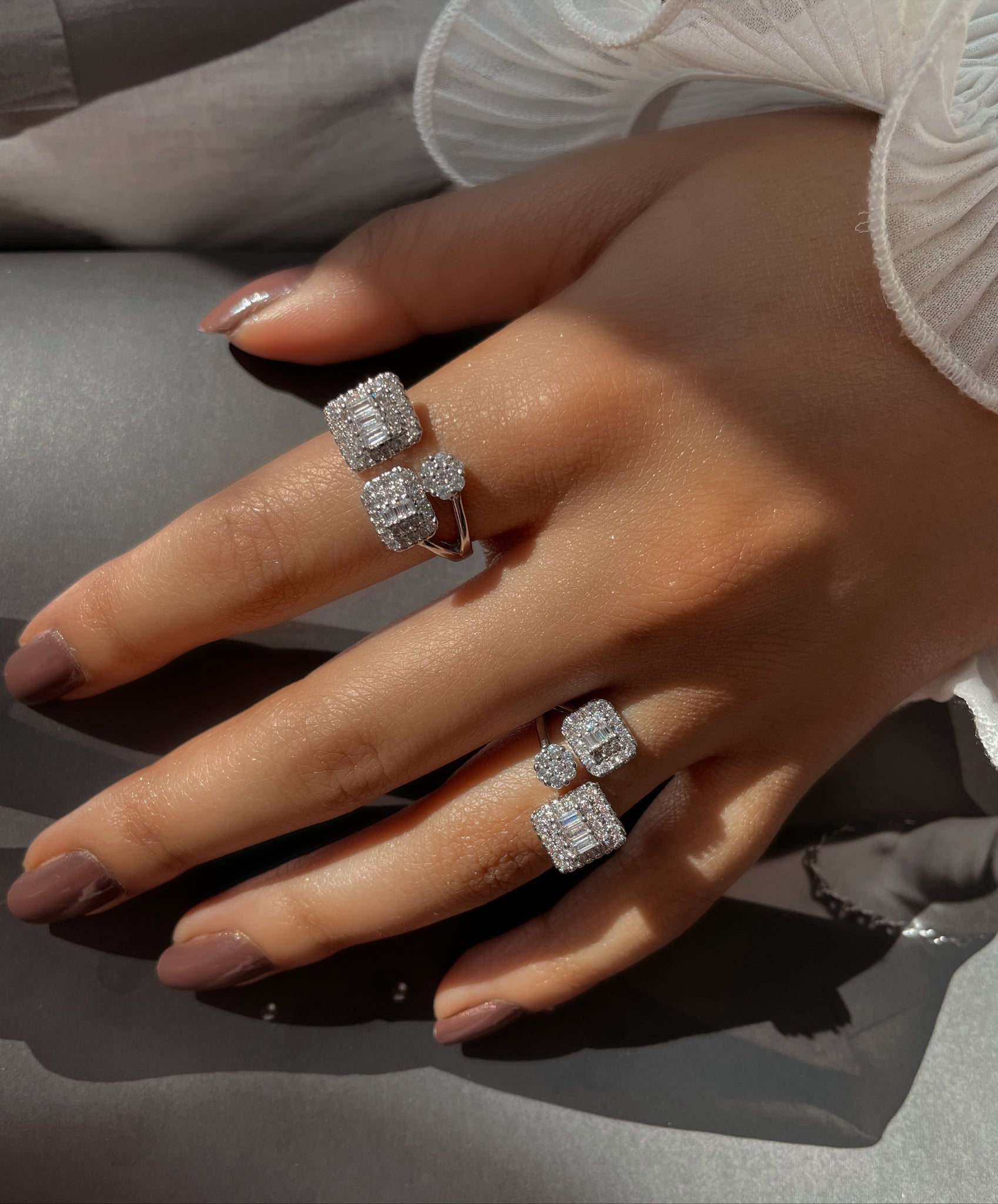 DANICA I Luxury Silver Open Ring | AAA Grade Cubic Zirconia I Adjustable
