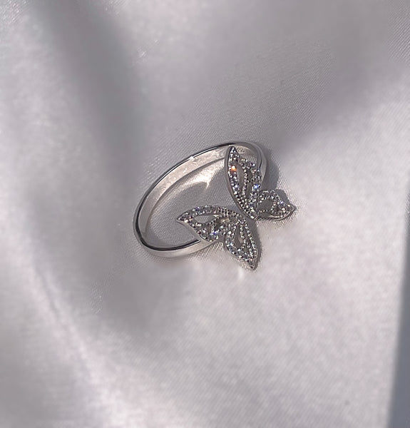 CYNTHIA | S925 Sterling Silver I 18k Gold/Platinum Plated I Cubic Zirconia Adjustable Butterfly Ring