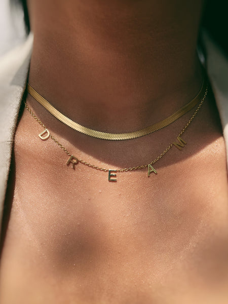 Word Necklaces | Spaced Out | Tarnish Free | 18ct Gold Plated and Stainless Steel | Wifey/Queen/Be Kind/Dream/Love/Peace/Breathe/Boss/Angel/Amour/Bestie/Lucky/Brave/Blessed
