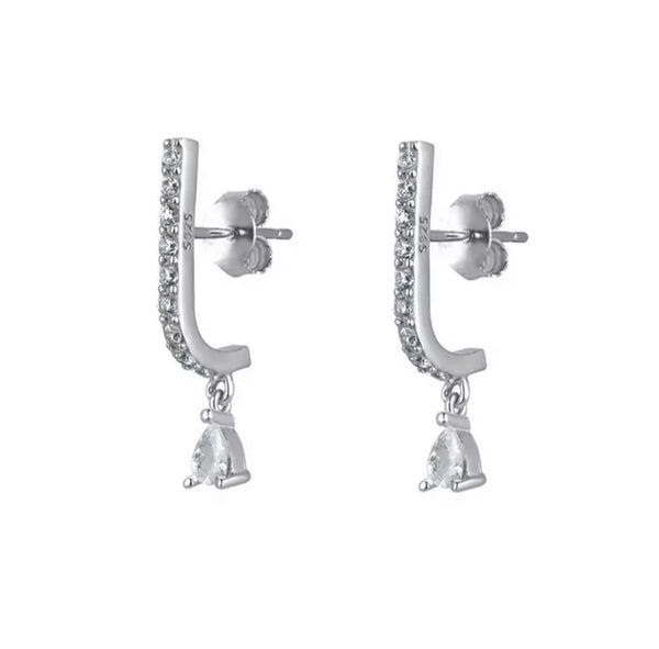 LUSTROUS | Cubic Zirconia Linear Stud| S925 Sterling Silver 18ct Gold Plated Earrings
