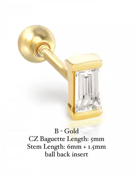 BALL-BACK STUDS I STUDS I S925 Sterling Silver | 18ct Gold/Platinun Plated | Cubic Zirconia | Single Piece