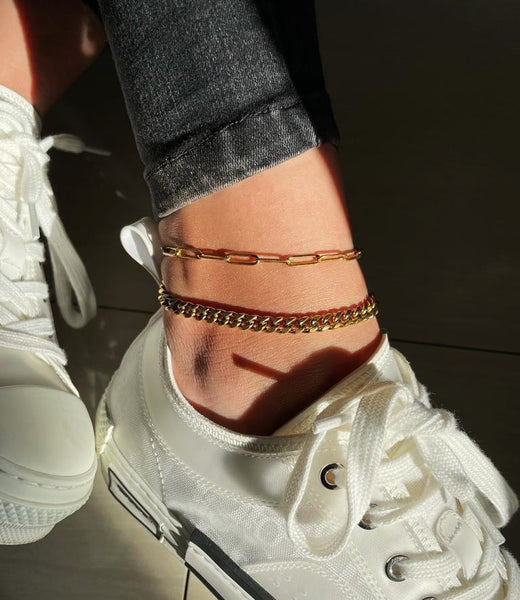 MINIMAL LOVER | Tarnish-Free | 18k PVD Plated Paper Clip Anklet | Stainless Steel | Gold/Silver