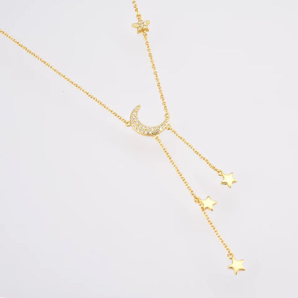 ELARA | S925 Sterling Silver | 18ct Gold Plated | Crescent Star Necklace