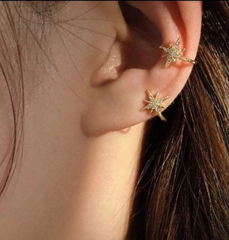 Shooting Star Cubic Zirconia ear cuffs (pair)