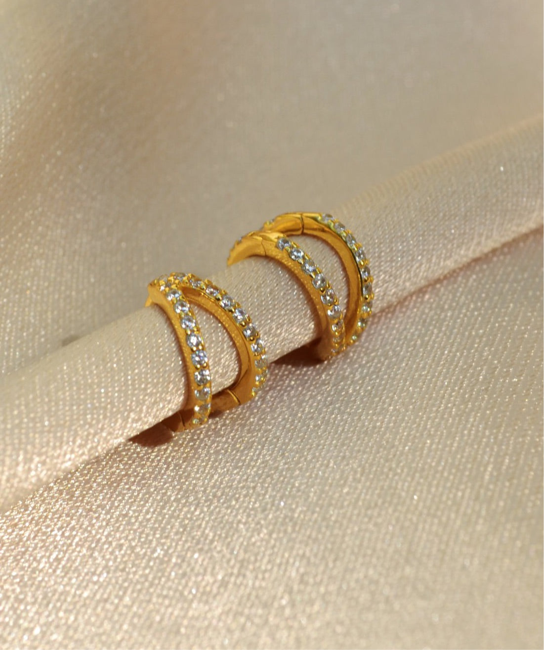 DESIREÉ | Pavé Huggies| S925 Sterling Silver 18ct gold plated Clear Cubic Zirconia