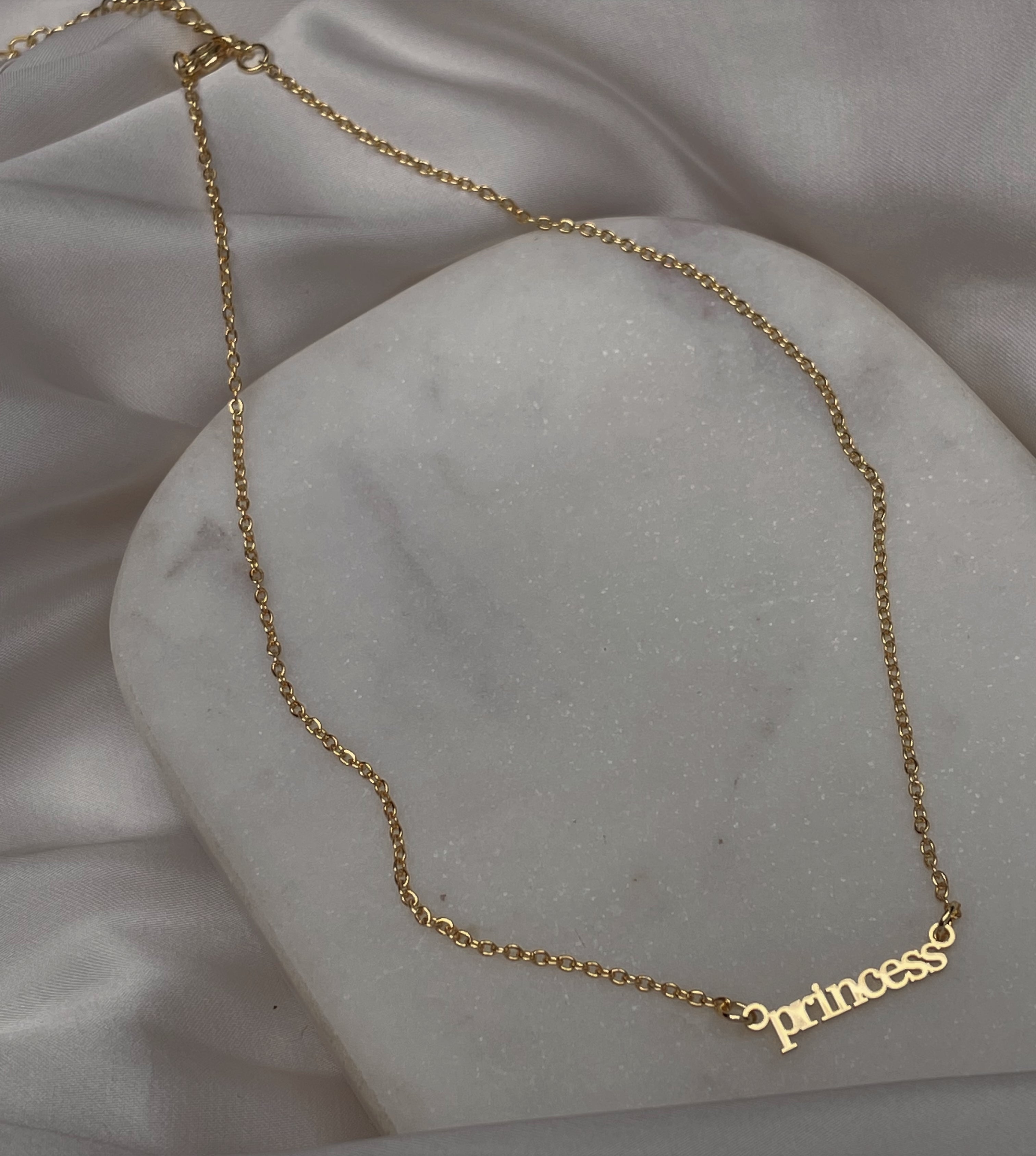 KIDS WORD PENDANT NECKLACES | Princess/Sweetheart | Tarnish Free | 18ct Gold Plated and Stainless Steel |
