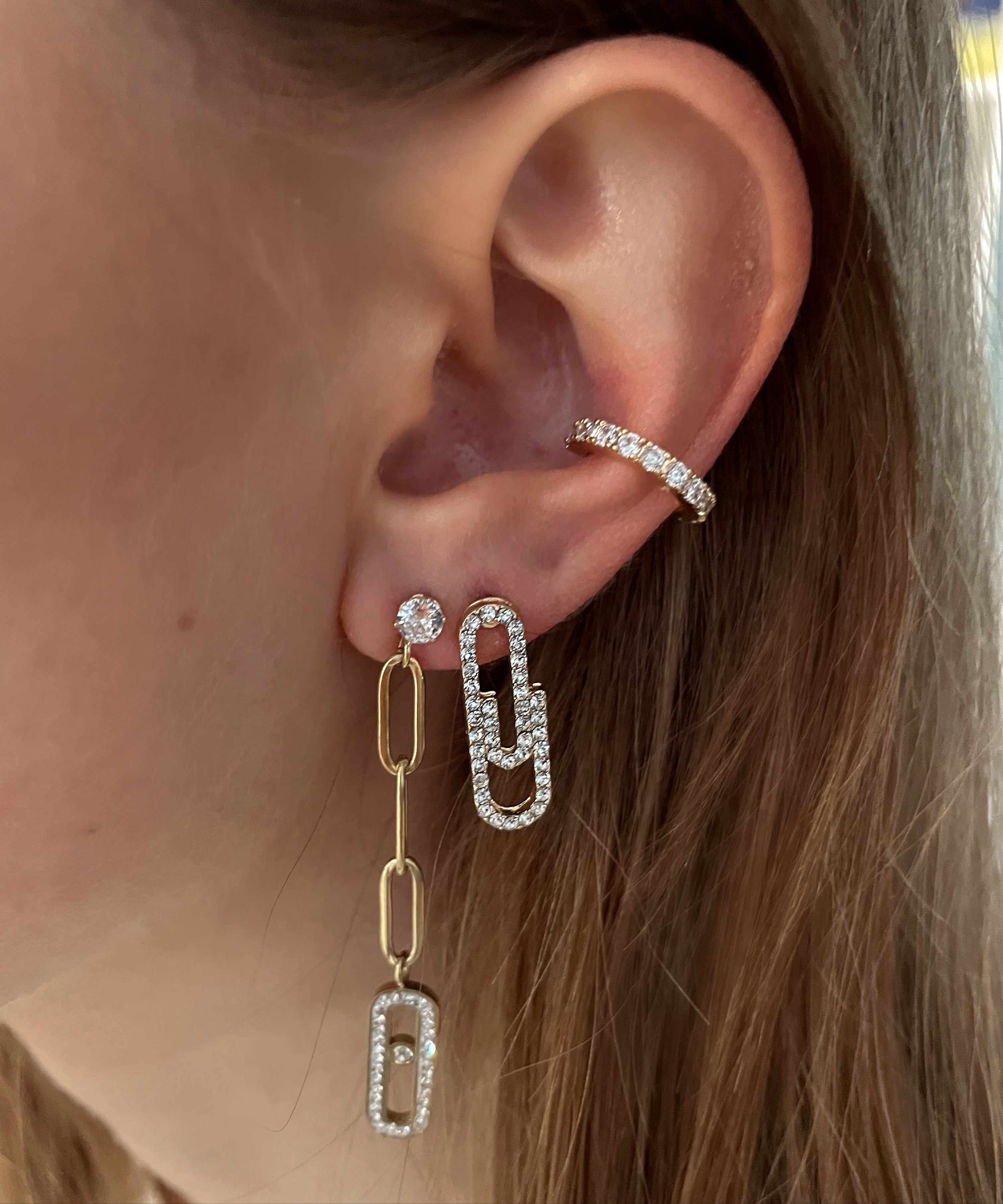 AUDREY | Gold/Silver Cubic Zirconia Paperclip | Earring