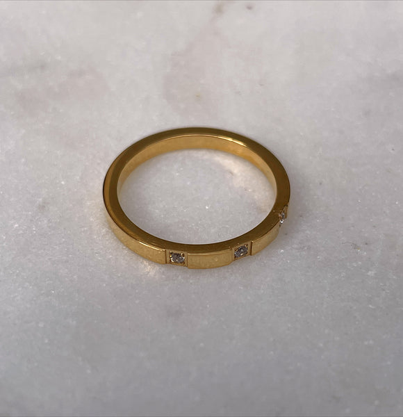 DONNATELLA | Tarnish Free | Thin Encrusted Designer-Inspired | Gold/Silver/Rose Gold Ring (1 piece)
