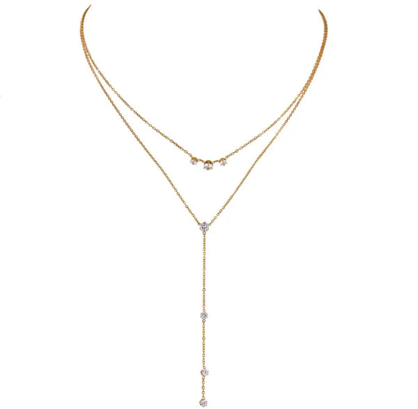 ZAIRE | Tarnish Free | Gold Double Layer Necklace | AAA Grade Cubic Zirconia