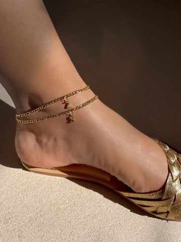 INITIAL ANKLET | 18k Gold Plated Cubic Zirconia Anklets