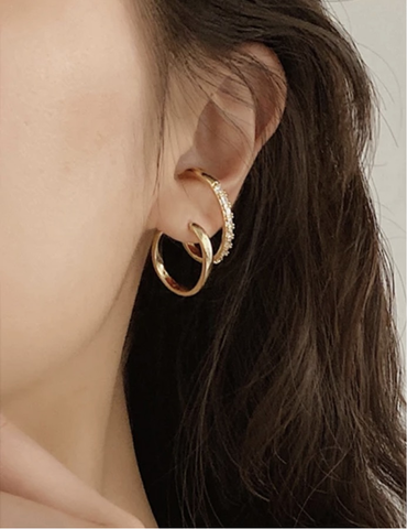AVIANA | Cubic Zirconia Double Hoop Earrring (one piercing needed only)