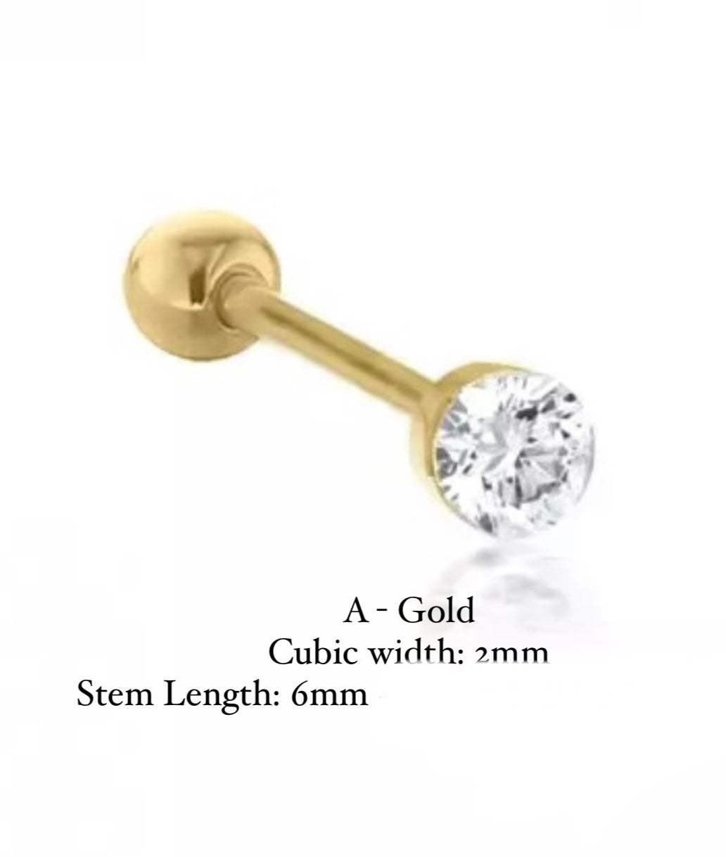 BALL-BACK STUDS I STUDS I S925 Sterling Silver | 18ct Gold/Platinun Plated | Cubic Zirconia | Single Piece